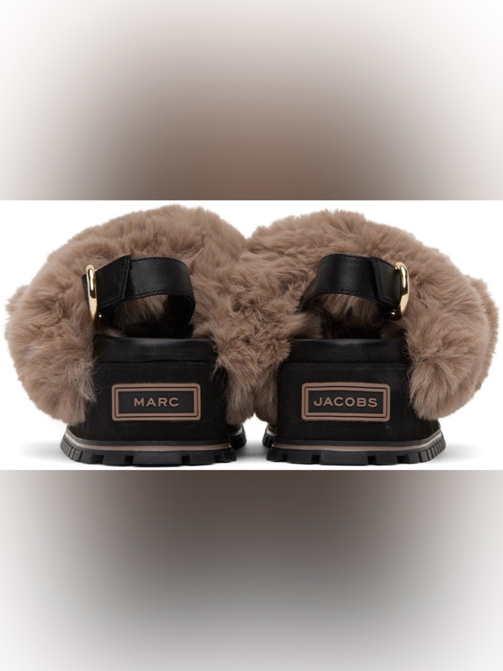 Marc Jacobs platform Taupe Faux Fur Sandals with Black Sole - Picture 2 of 5